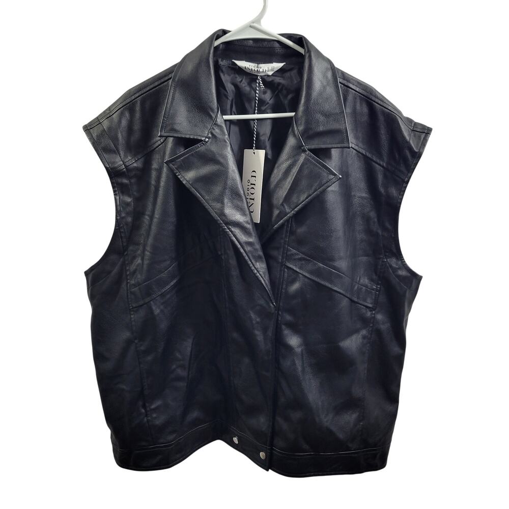 Studio Untold Women's Black Faux Leather Vest NWT Size 20/22  121524-0999